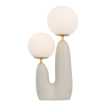 Oda 17.75" 2-Light Modern Bohemian Resin/Iron/Frosted Glass Danish Cactus LED Table Lamp - JONATHAN Y